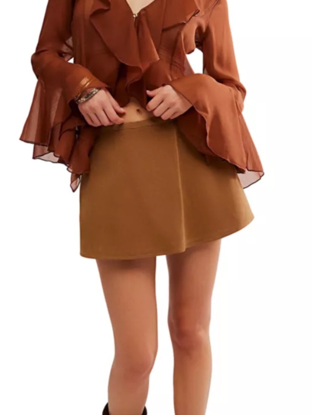 We the Free Paradise Found Suede Skort Sz Lg